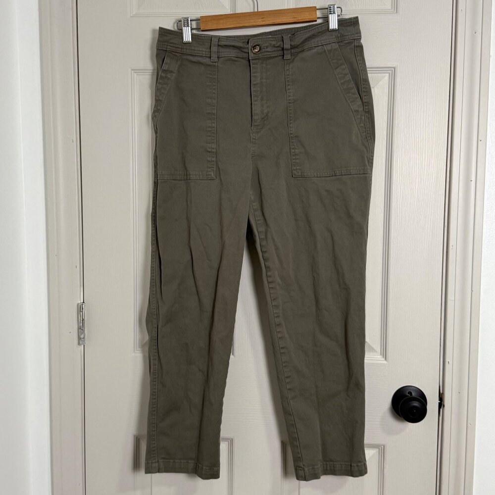 A New‎ Day Jeans Womens 12 Gray Straight Leg Flap Pockets Indie Boho